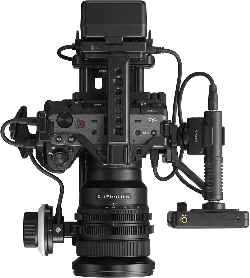 Sony FX3 cinema rig, lens down